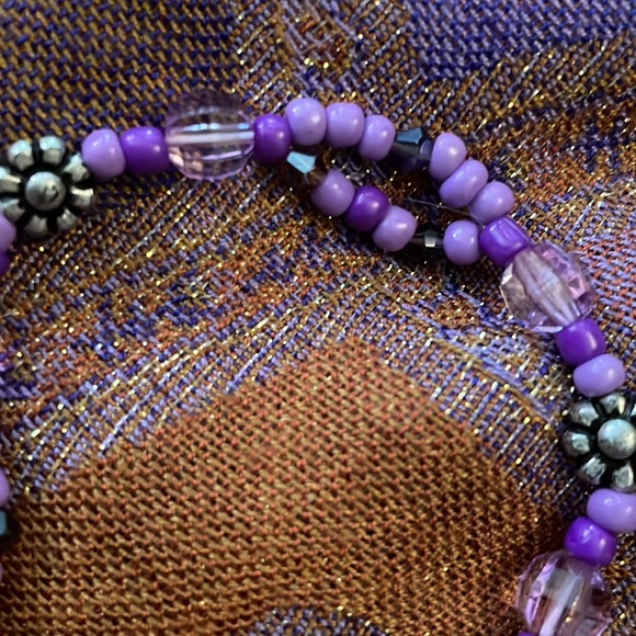 Handmade Jewelry Set 4 Stack Bracelets & Matching Earrings in Purple - Picture 12 of 12